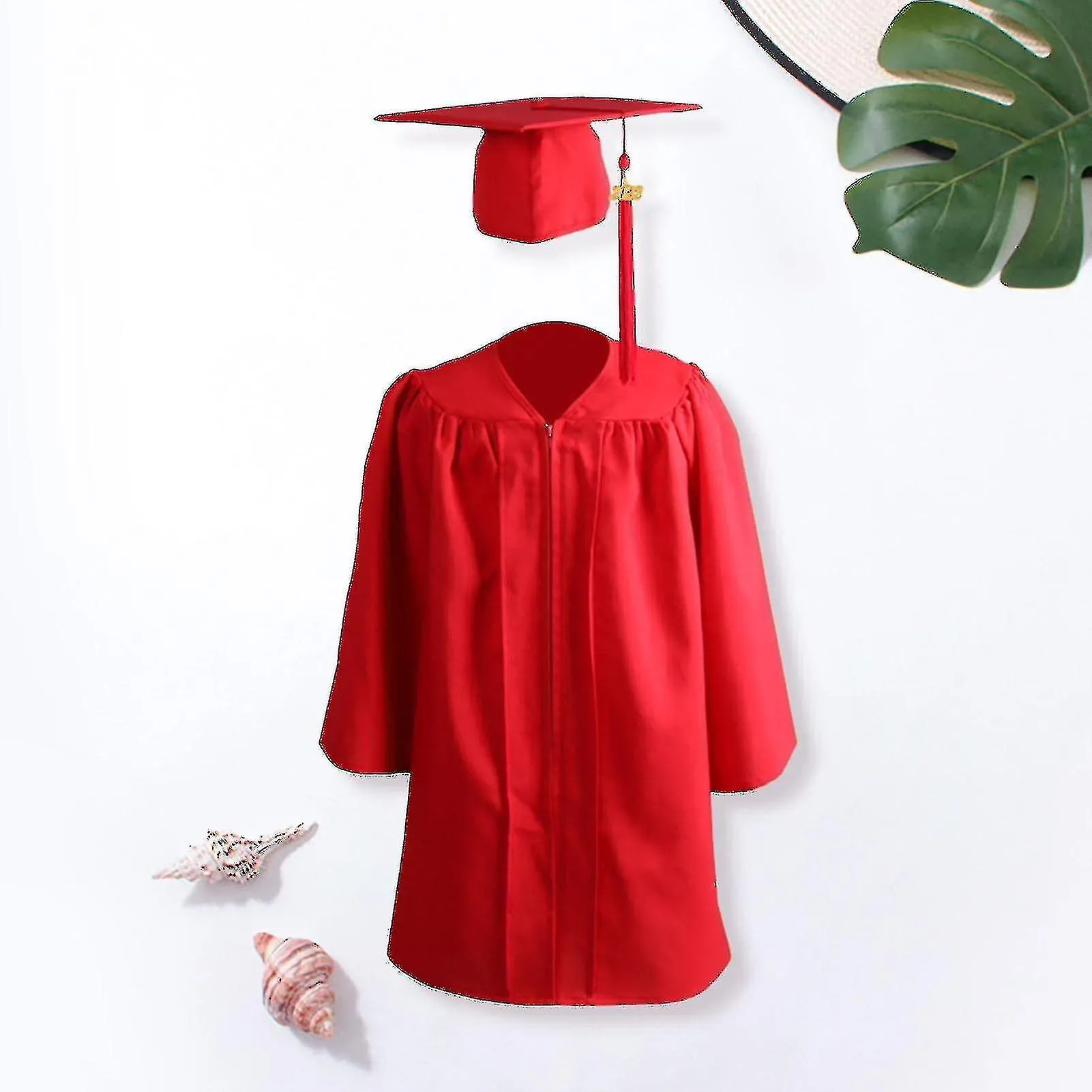 1 juego de vestido de graduacióncremallera con sombrero de poliéster niño vestido académico-yvan