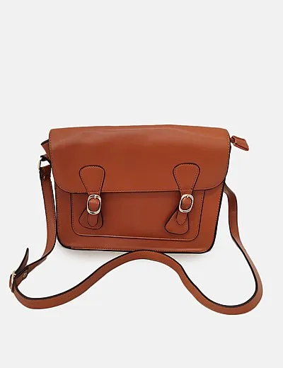 Bagstar Bolso satchel camel con hebillas