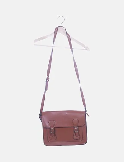 Bagstar Bolso satchel camel con hebillas