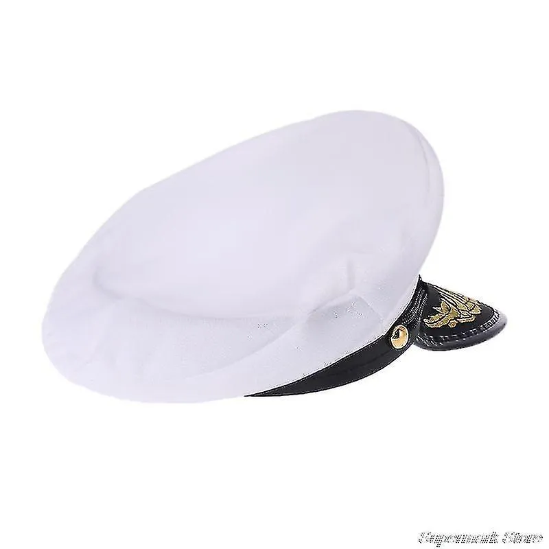 Barco yate adulto Barco Marinero Capitán Traje Sombrero Gorra Marina Marina Almirante Bordado Gorra de Capitán (blanco)