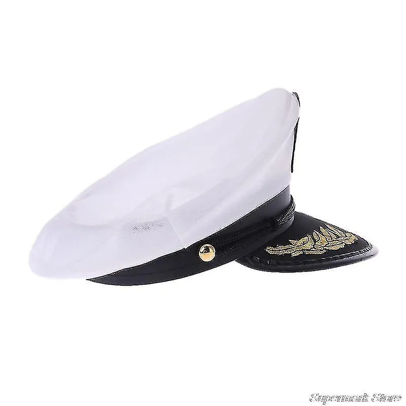 Barco yate adulto Barco Marinero Capitán Traje Sombrero Gorra Marina Marina Almirante Bordado Gorra de Capitán (blanco)