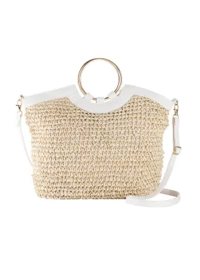 Bolsa de paja Natural-blanco