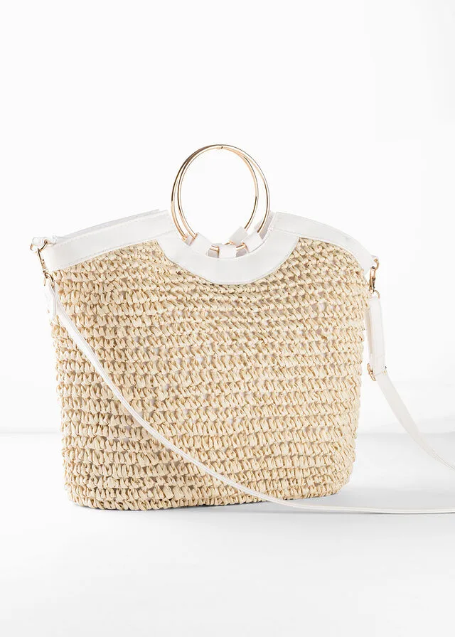 Bolsa de paja Natural-blanco