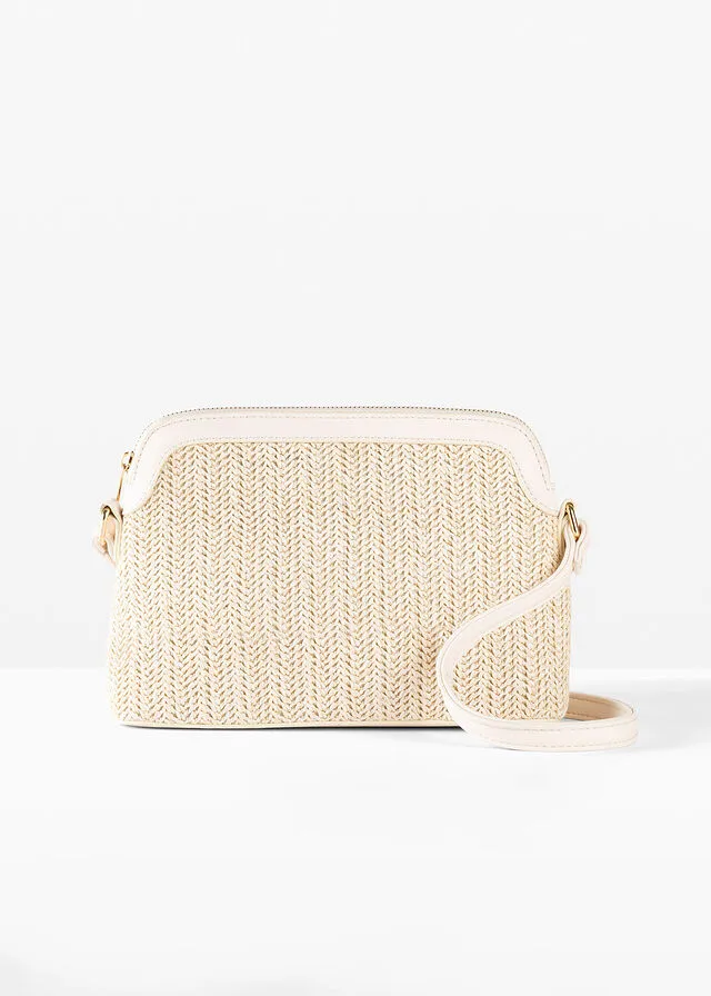 Bolso bandolera de paja Natural-blanco