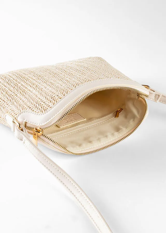 Bolso bandolera de paja Natural-blanco