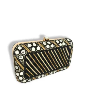 BOLSO DE FIESTA TIPO CLUTCH CON PEDRERIA COLOR NEGRO