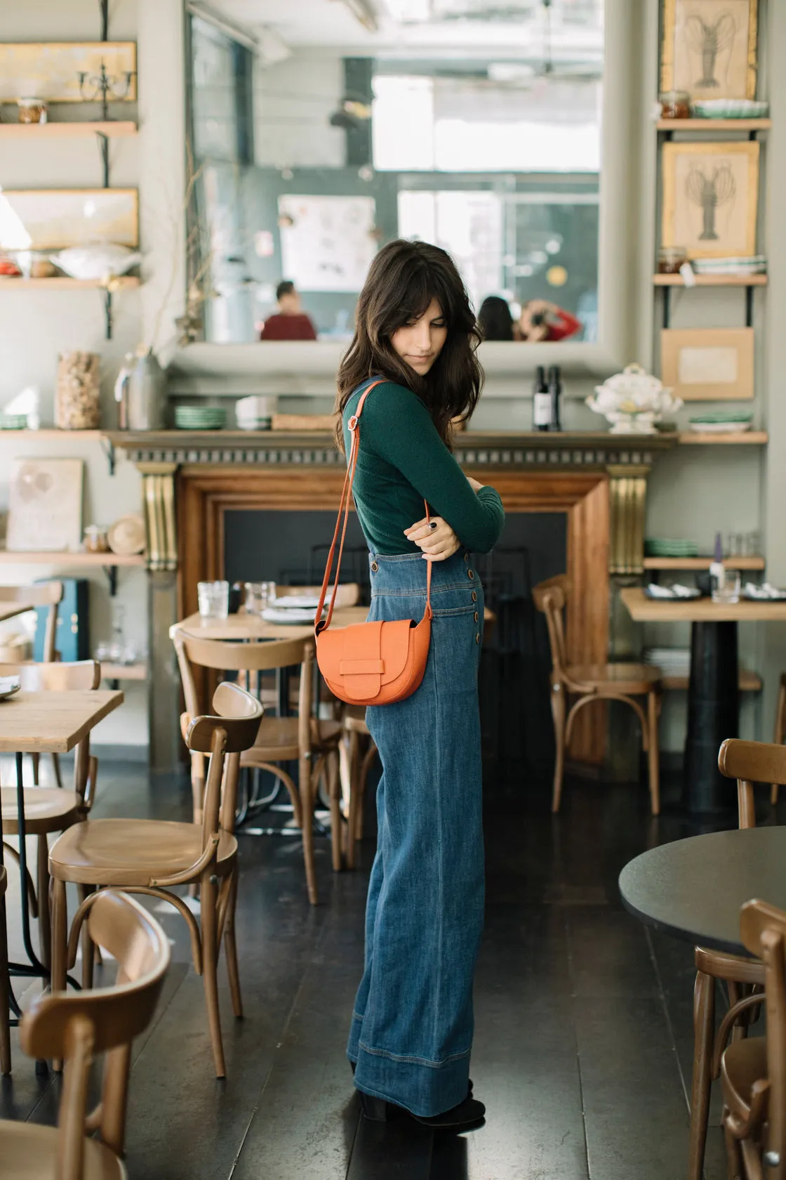 Bolso de piel Bombonera - naranja