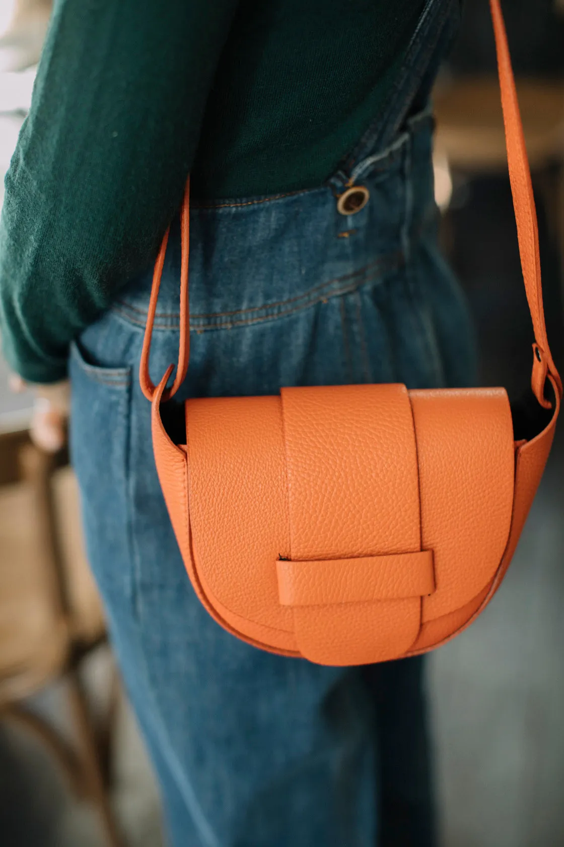 Bolso de piel Bombonera - naranja