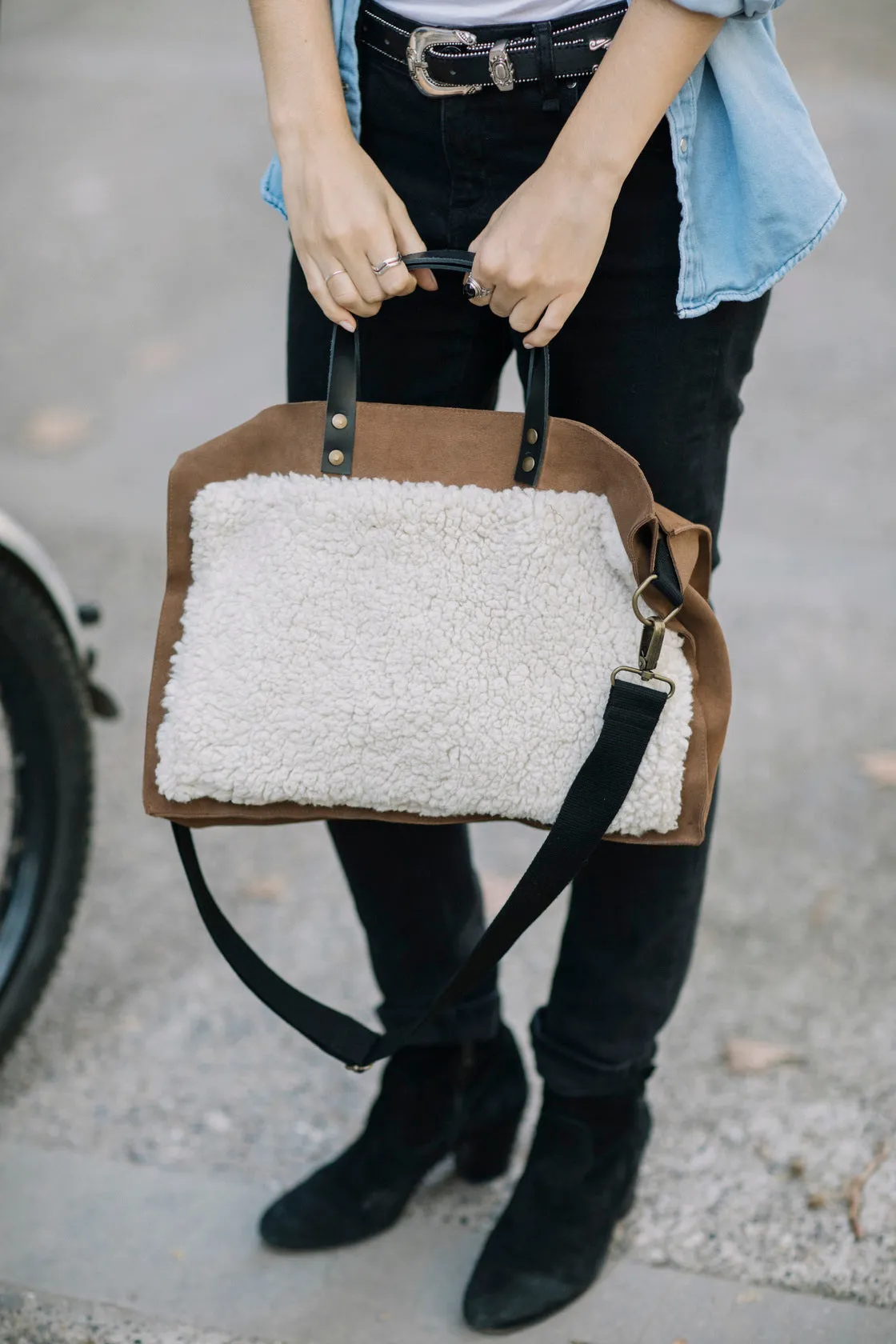 Bolso de piel y borrego Rocío