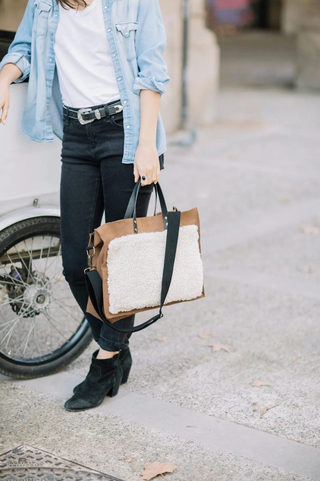 Bolso de piel y borrego Rocío