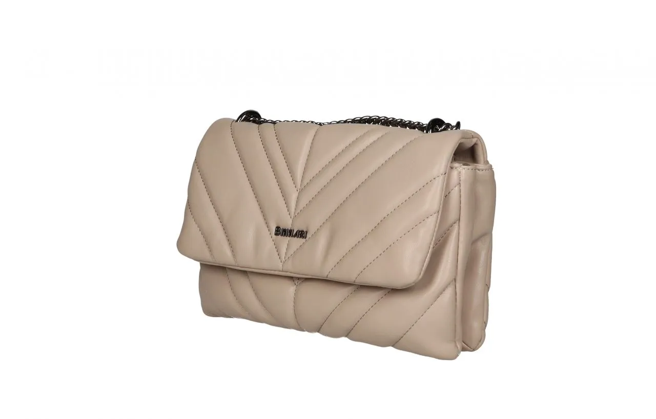 Bolso Taupe Enguatado Pespuntes En v Con Tapa