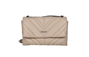 Bolso Taupe Enguatado Pespuntes En v Con Tapa