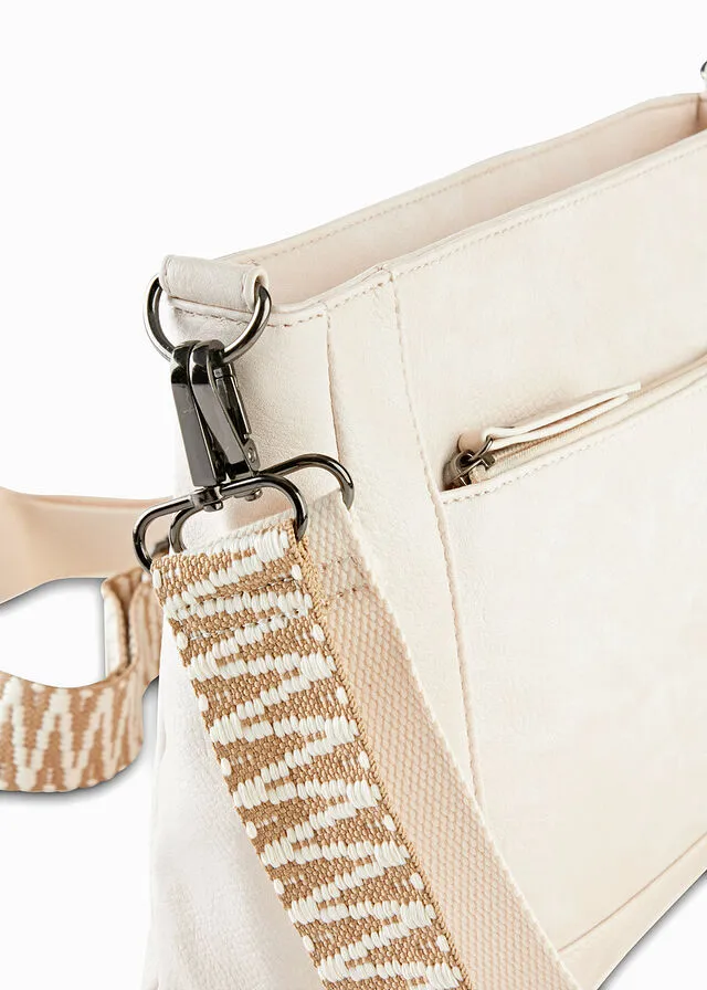 Bolso tipo bandolera con correa intercambiable Beige-arena