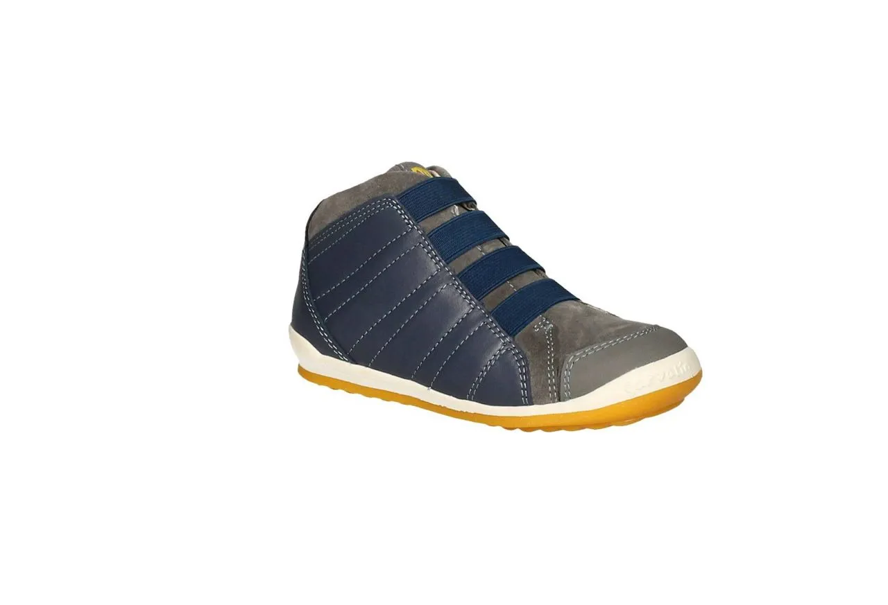 Bota Cordon Elastico/ Cremallera Piel Azul Nobuck Gris