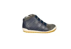 Bota Cordon Elastico/ Cremallera Piel Azul Nobuck Gris