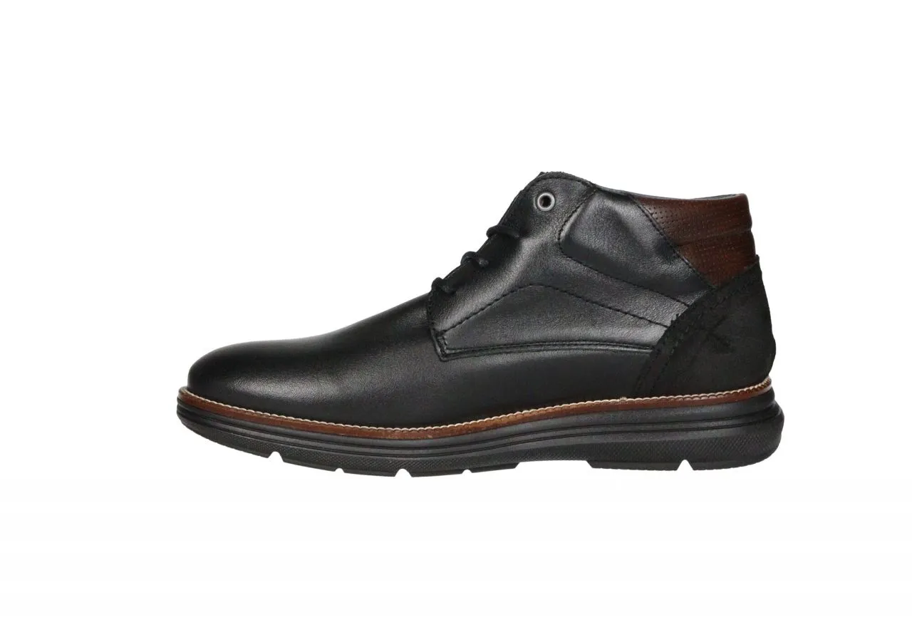 Bota Cordon Piel Negro Talon Nobuck Cerco Marron