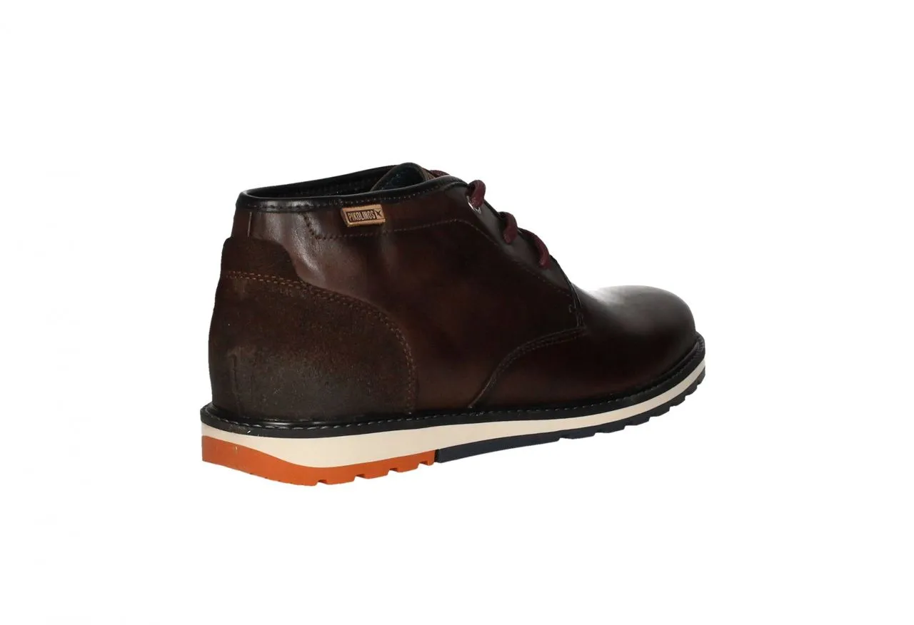 Bota Cordón  Piel Marrón  Talón Nobuck Piso Tricolor