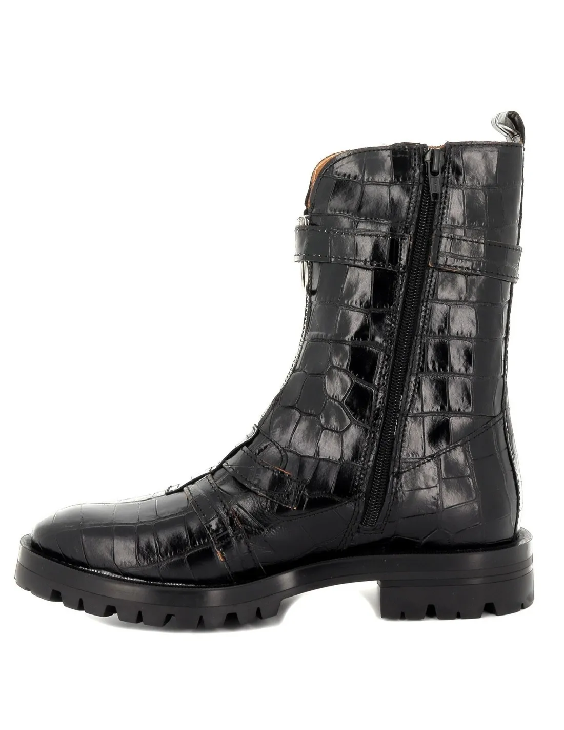 Bota de piel plana con hebillas ALPE