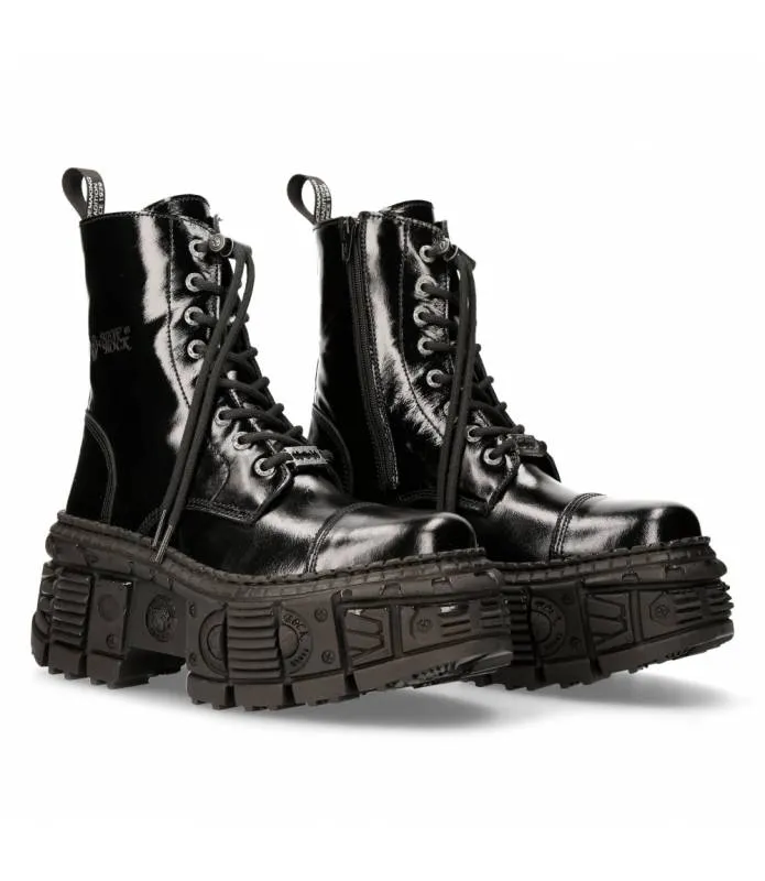 Bota Piel Suela Tank Piel Charol Arrugado New Rock Original WALL126-S2