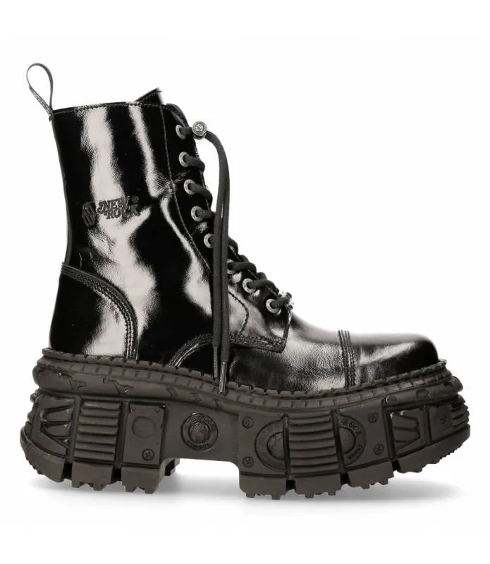 Bota Piel Suela Tank Piel Charol Arrugado New Rock Original WALL126-S2