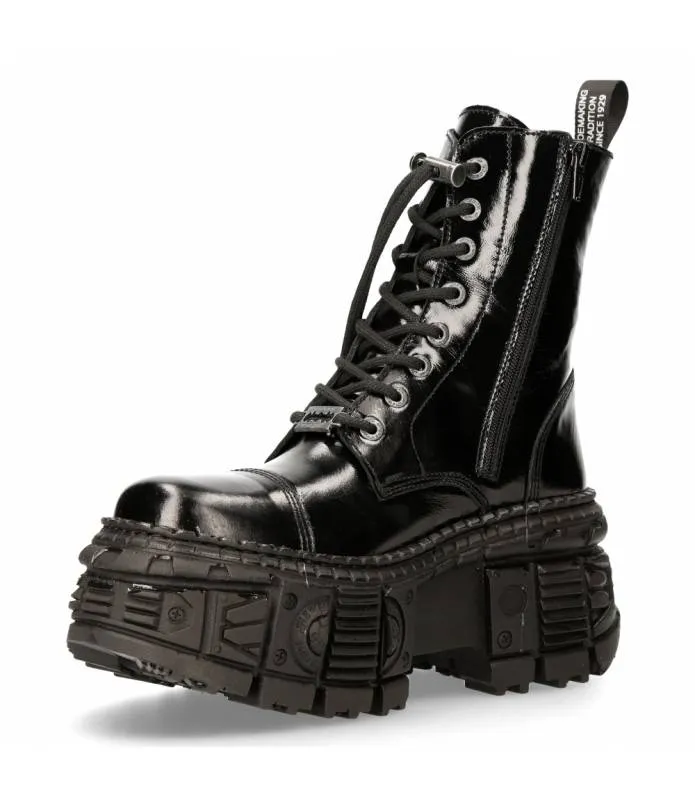 Bota Piel Suela Tank Piel Charol Arrugado New Rock Original WALL126-S2