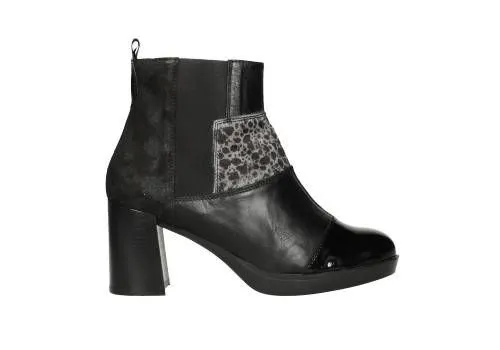 Botin Cremallera Piel/charol/dalmata Nobuck Negro