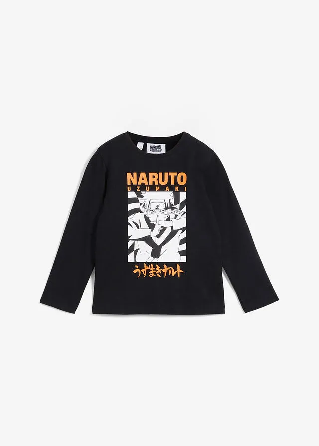 Camiseta de manga larga Negro estampado