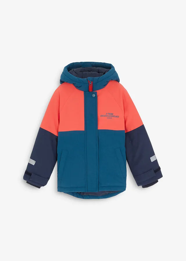 Chaqueta de invierno de niña en bloques de color Quisquilla-azul marino-azul petróleo