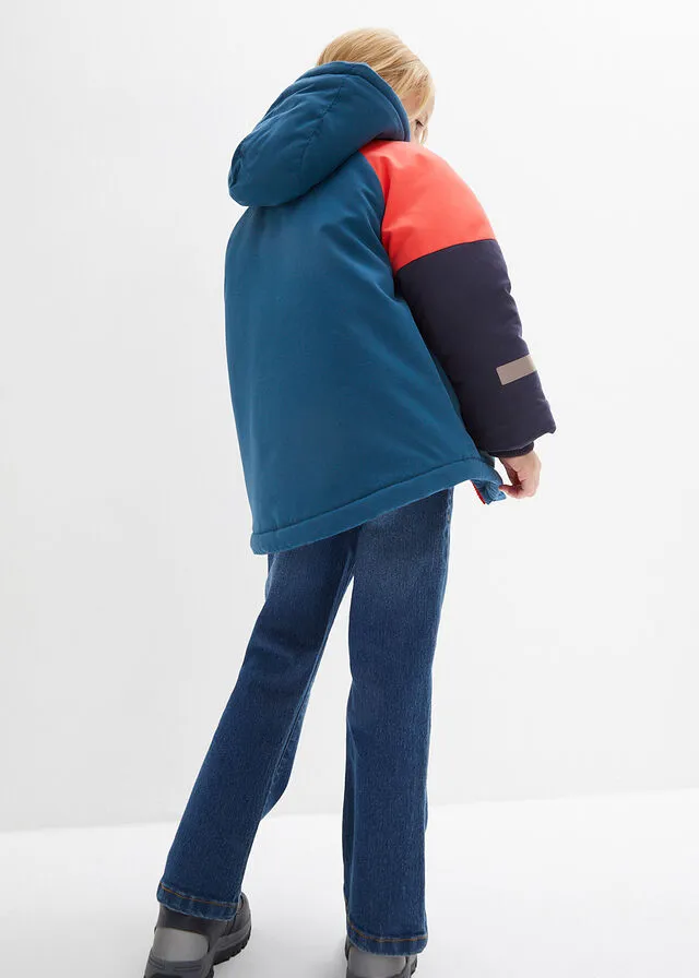 Chaqueta de invierno de niña en bloques de color Quisquilla-azul marino-azul petróleo