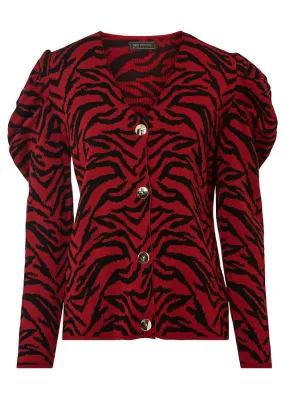 Chaqueta de punto Rojo-negro estampado