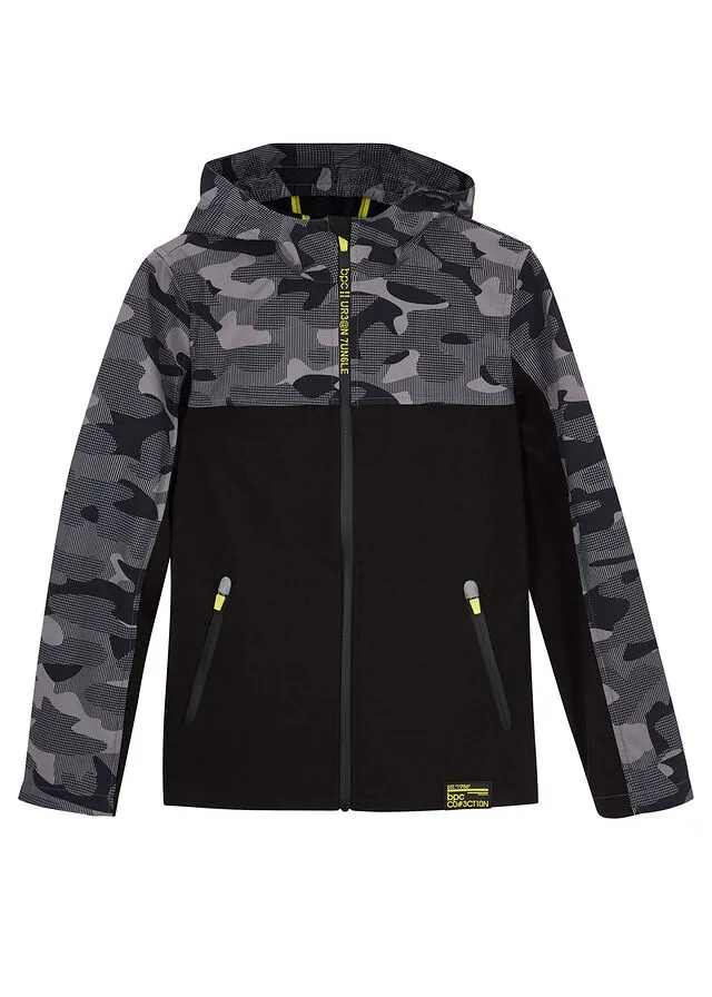 Chaqueta de tejido Softshell Negro estampado