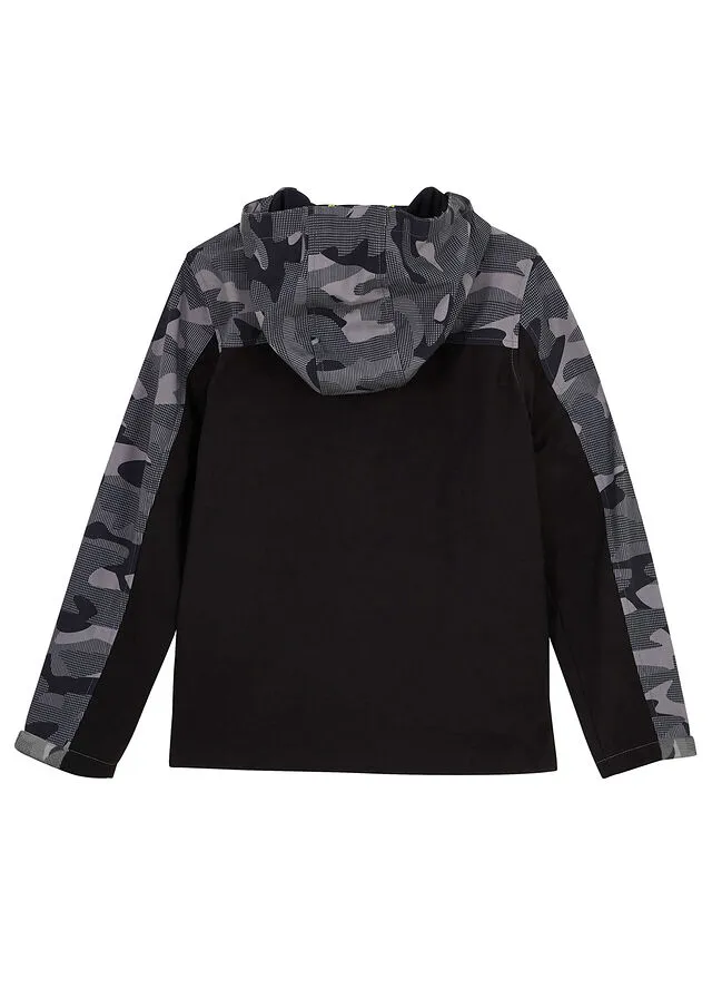 Chaqueta de tejido Softshell Negro estampado