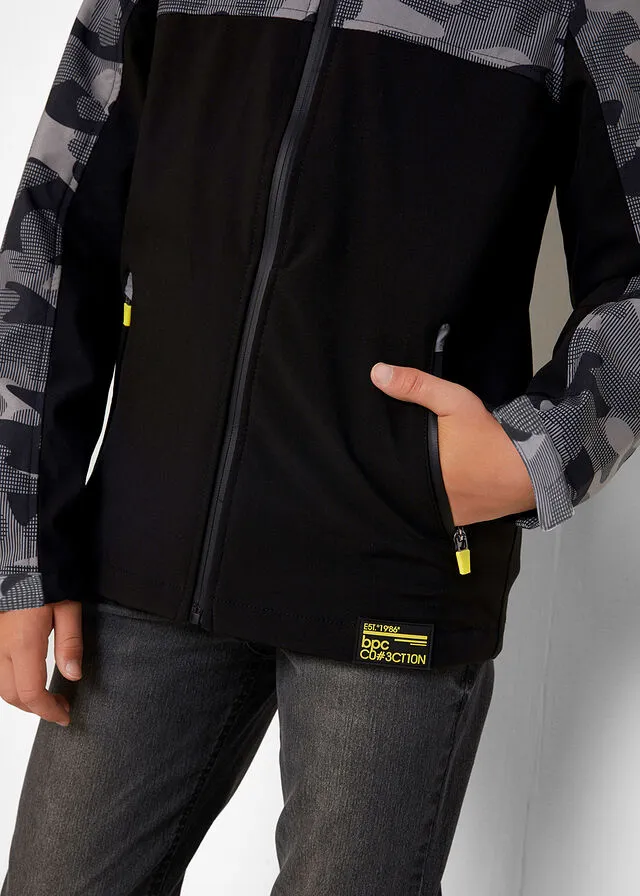 Chaqueta de tejido Softshell Negro estampado