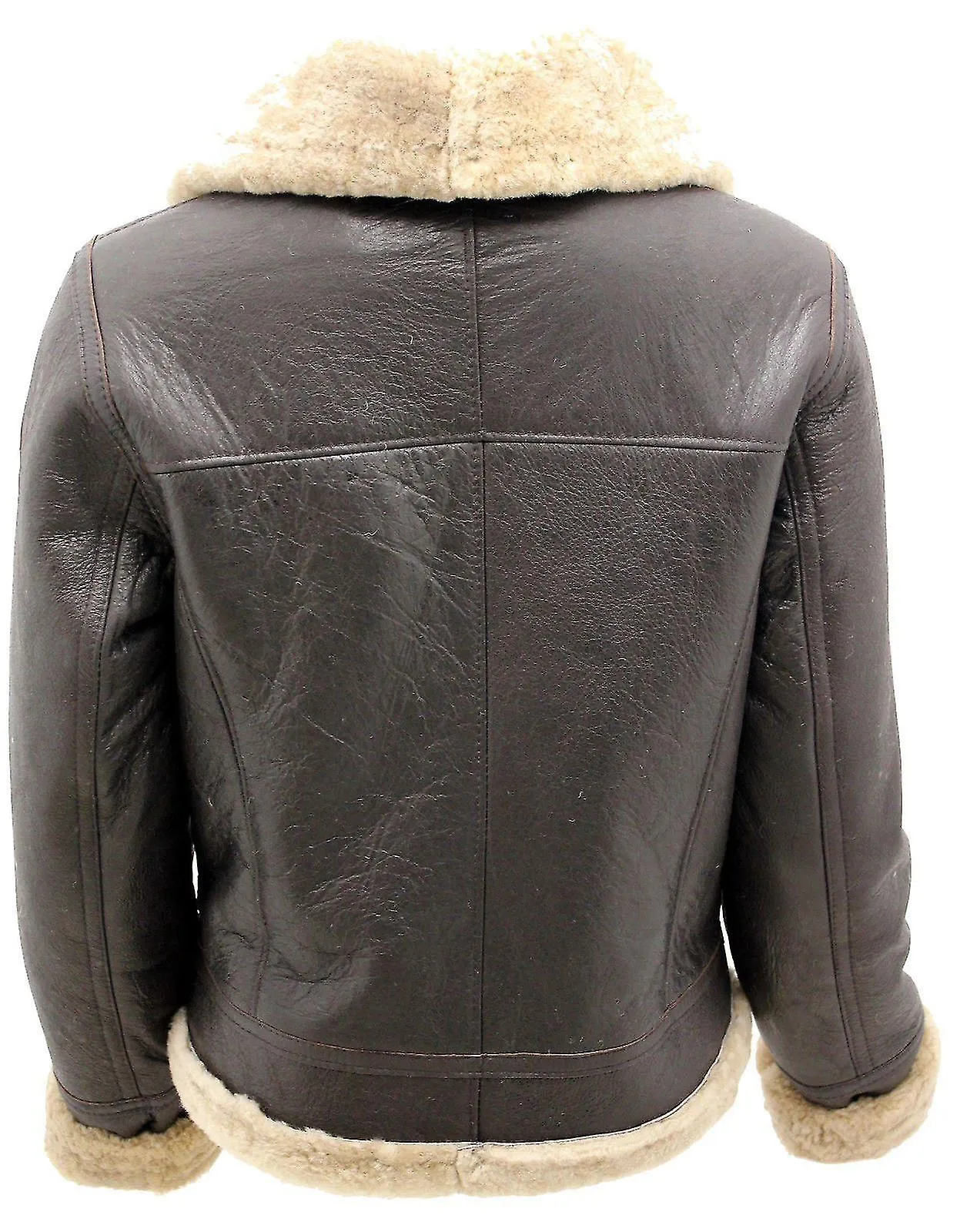 Chaqueta voladora de cuero de piel de oveja marrón B3 para mujer-xinhan