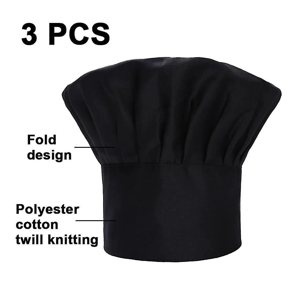 Juego de 3 paquetes Sombrero de chef adulto Adulto ajustable elástico panadero Cocina Cocina Chef Cap