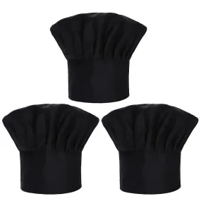 Juego de 3 paquetes Sombrero de chef adulto Adulto ajustable elástico panadero Cocina Cocina Chef Cap