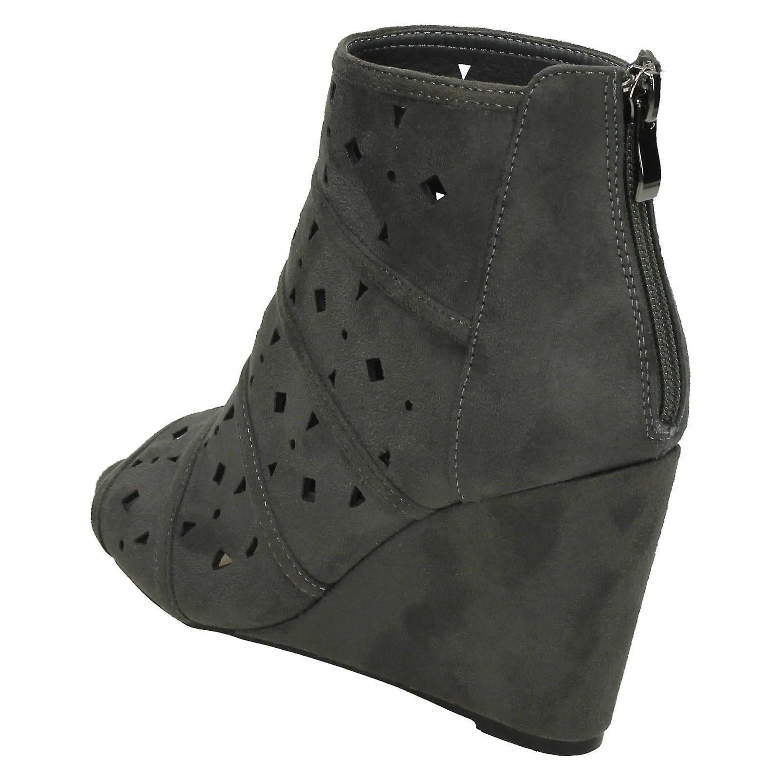 Lugar de damas en cuña alta Peeptoe tobillo botas F10725