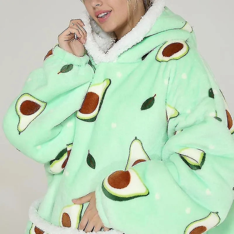 Manta Sherpa de invierno Vellón de felpa Familia a juego Sudadera con capucha Sudadera de niña Aguacate Homewear