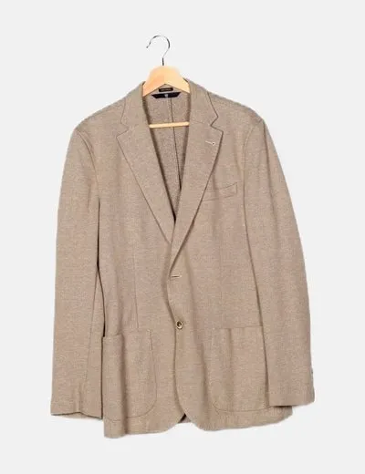 Massimo Dutti Chaqueta de traje beige