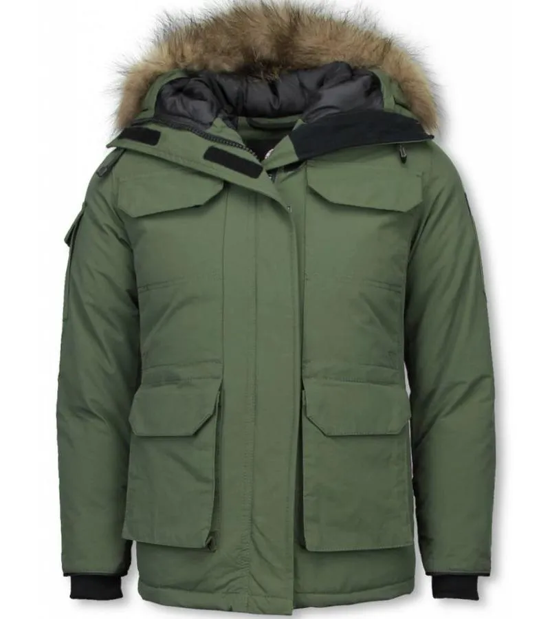 Parkas Mujer - Chaqueta De Invierno Media Luna - Cuello De Piel - Expedition Parka - Verde