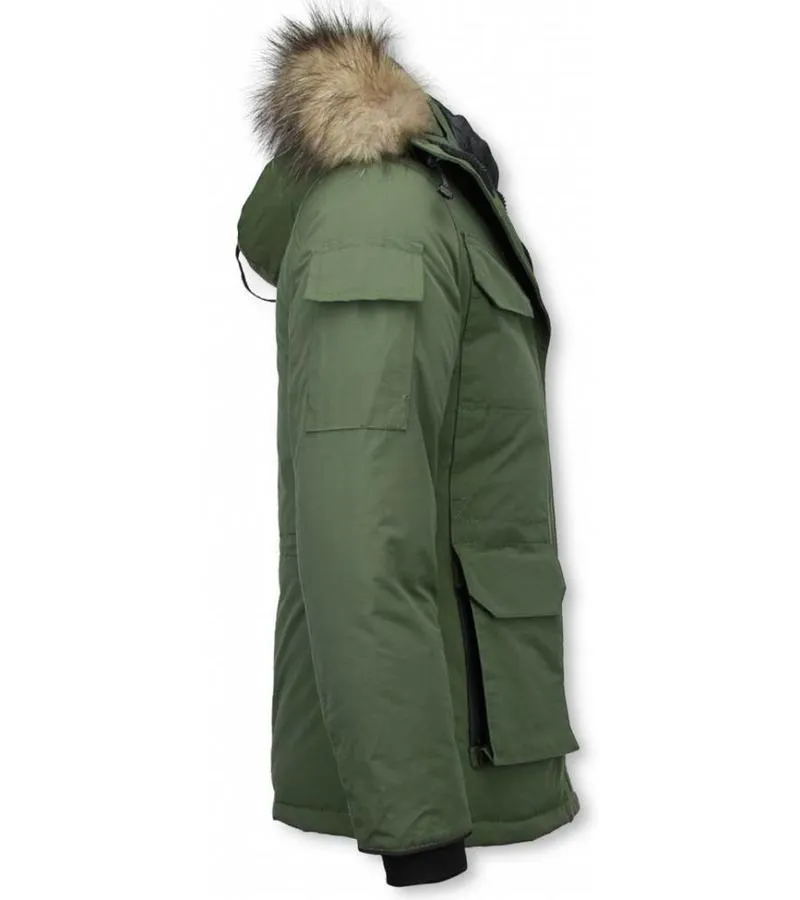 Parkas Mujer - Chaqueta De Invierno Media Luna - Cuello De Piel - Expedition Parka - Verde