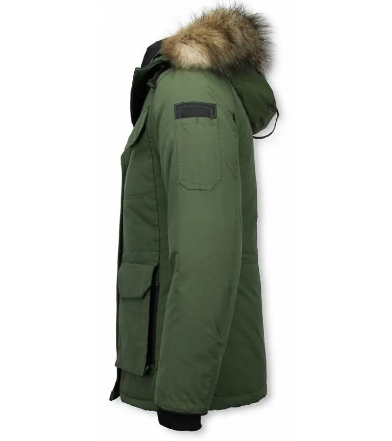 Parkas Mujer - Chaqueta De Invierno Media Luna - Cuello De Piel - Expedition Parka - Verde