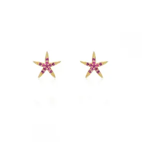 Pendiente Mini Starfish Rubí Oro