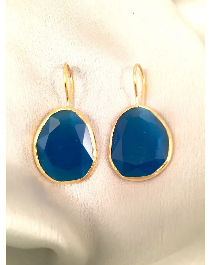 PENDIENTES AZULES ELGANTES DE PIEDRAS NATURALES