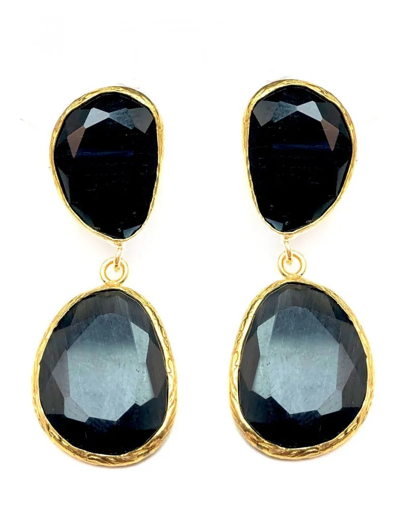 PENDIENTES MUJER NEGROS DE PIEDRAS NATURALES