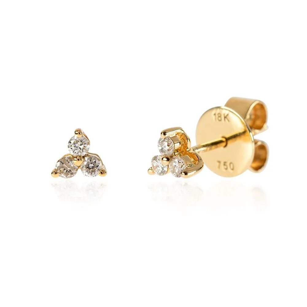 Pendientes Oro Amarillo Trio de Diamantes