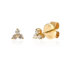 Pendientes Oro Amarillo Trio de Diamantes