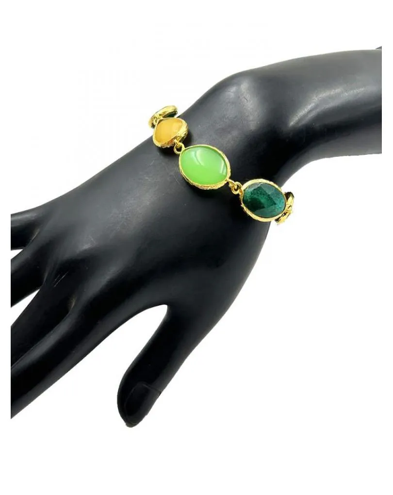 PULSERAS VERDES Y AMARILLAS DE MUJER CON PIEDRAS NATURALES