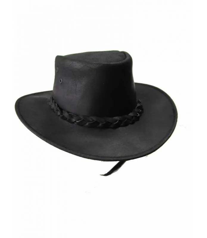 Sombrero de cowboy de cuero negro OSX Tex Australian Bush Hat AC70