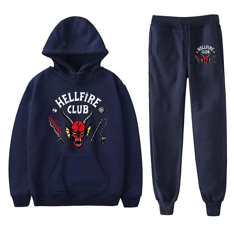 Stranger Things 4 Parejas Chaqueta con capucha Pantalones de chándal Juego de sudadera Estilo03